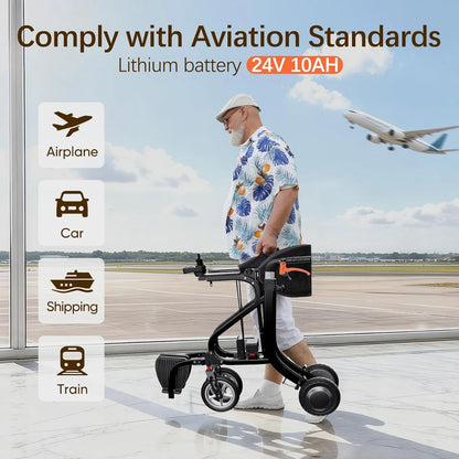 3 in 1 Electric Wheelchair & Lightweight Rollator Walker with Seat & Foldable Transport Wheel Chair for Seniors Adults, 20 Miles Long Travel Range Motorized Power Wheelchair (Black)