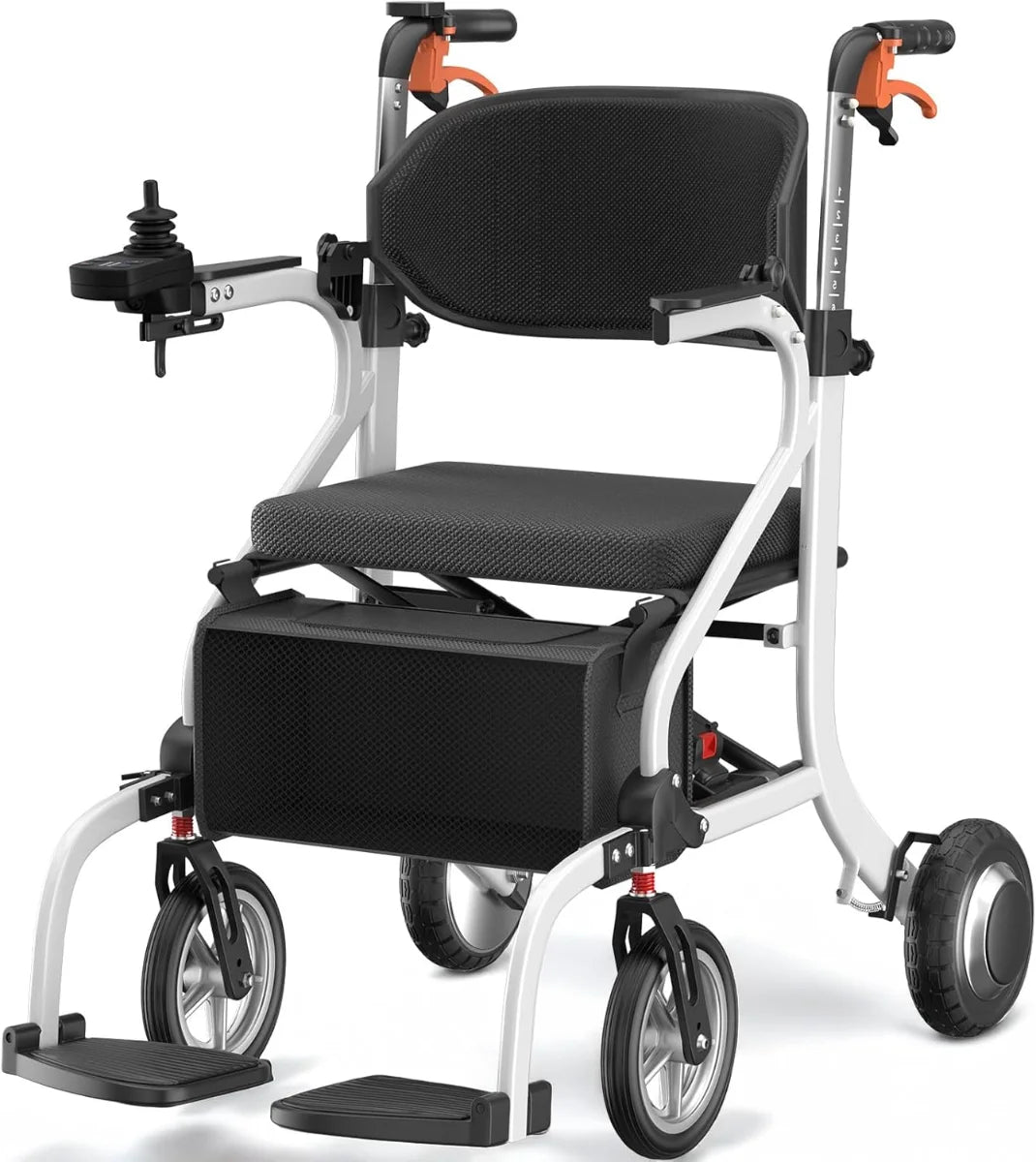 3 in 1 Electric Wheelchair & Lightweight Rollator Walker with Seat & Foldable Transport Wheel Chair for Seniors Adults, 20 Miles Long Travel Range Motorized Power Wheelchair (Black)