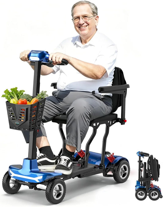 Ultra Light Folding Mobility Scooters for Adults Seniors - 37.5 lbs - 4 Wheel Electric Scooters Airline Cruise Approved for Travel, All Terrain Motorized Scooter, 275 lbs Capacity,
