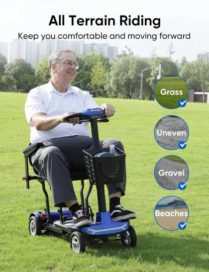 Ultra Light Folding Mobility Scooters for Adults Seniors - 37.5 lbs - 4 Wheel Electric Scooters Airline Cruise Approved for Travel, All Terrain Motorized Scooter, 275 lbs Capacity,