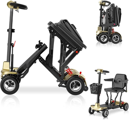 Ultra Light Folding Mobility Scooters for Adults Seniors - 37.5 lbs - 4 Wheel Electric Scooters Airline Cruise Approved for Travel, All Terrain Motorized Scooter, 275 lbs Capacity,