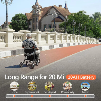 3 in 1 Electric Wheelchair & Lightweight Rollator Walker with Seat & Foldable Transport Wheel Chair for Seniors Adults, 20 Miles Long Travel Range Motorized Power Wheelchair (Black)
